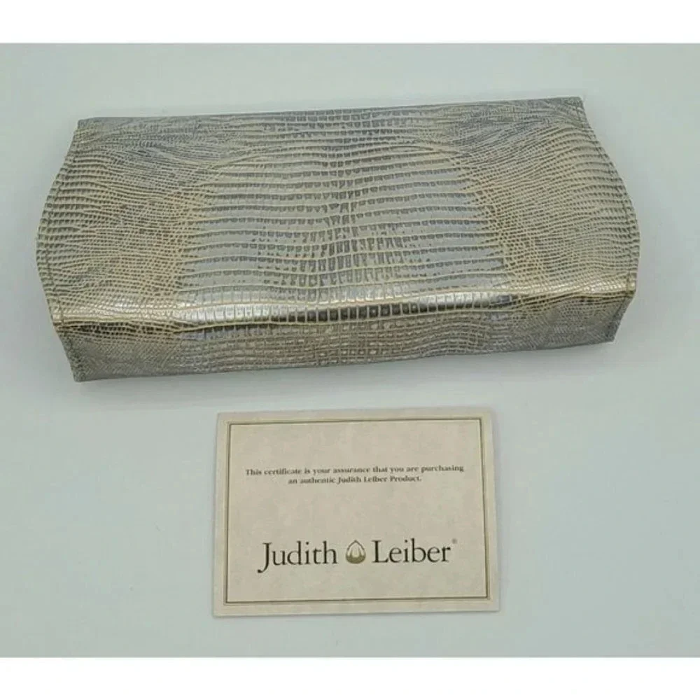 Vintage Judith Leiber Metallic Lizard Crystal Grannycore Eyeglass Case